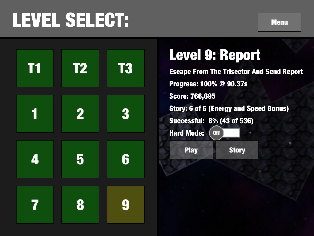 Trisector v1.0.3 : Level Select Menu