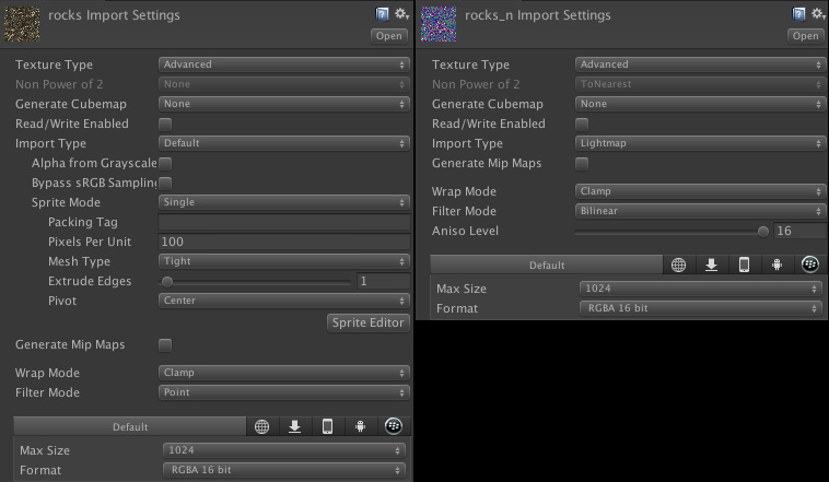 Normalmap and Texture Settings