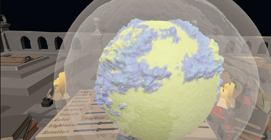 Yellow and Blue VR Planet